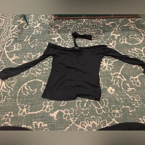 Ambiance black quarter sleeve top with choker